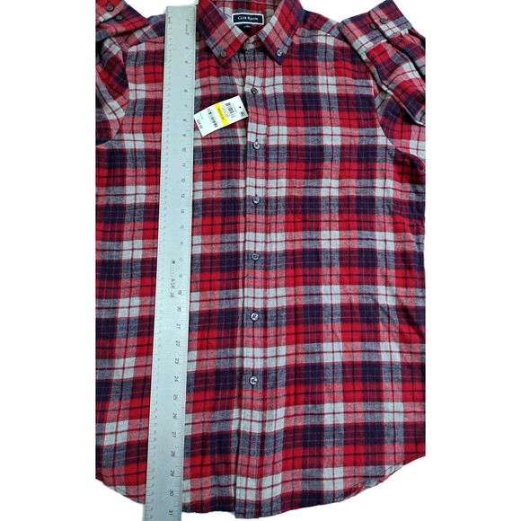 Club Room Men's Medium Flannel Shirt Lumberjack Red Blue Buffalo Check Plaid - Picture 8 of 9